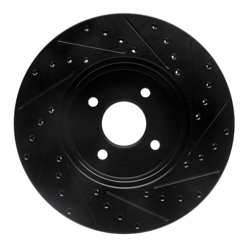 Ford Focus Brake Rotor (1) - Front Left - R1 Concepts - Drilled & Slotted - Black - `02-`04